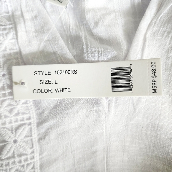 FUNDAMENTAL THINGS White Boho Bohemian Sheer V-Neck Blouse Top Women's Large L - Picture 7 of 9